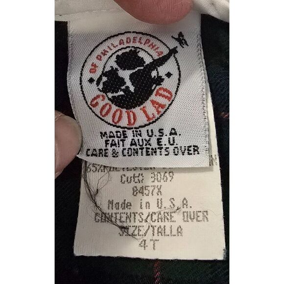 Vintage Good Lad Girls Green Plaid Dress Lace Collar & Matching Bonnet Holiday - Picture 4 of 7